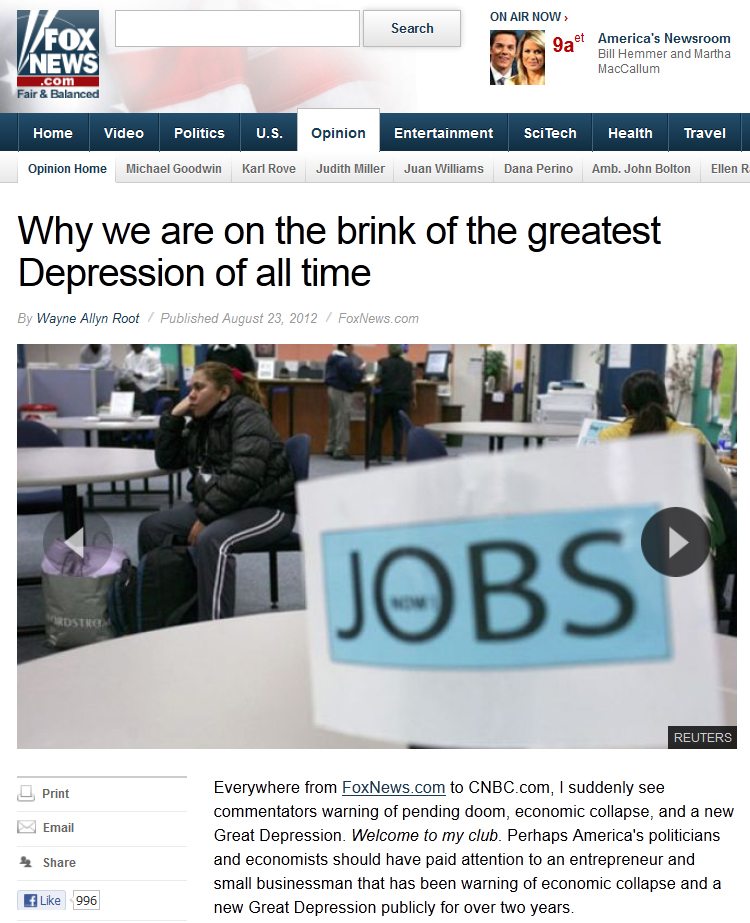 FoxNews.com | Why we are on the brink of the greatest Depression of all time