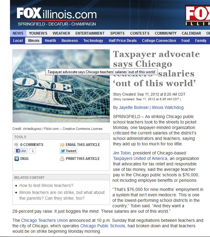 Fox News Illinois | Taxpayer advocate says Chicago teachers’ salaries ‘out of this world’
