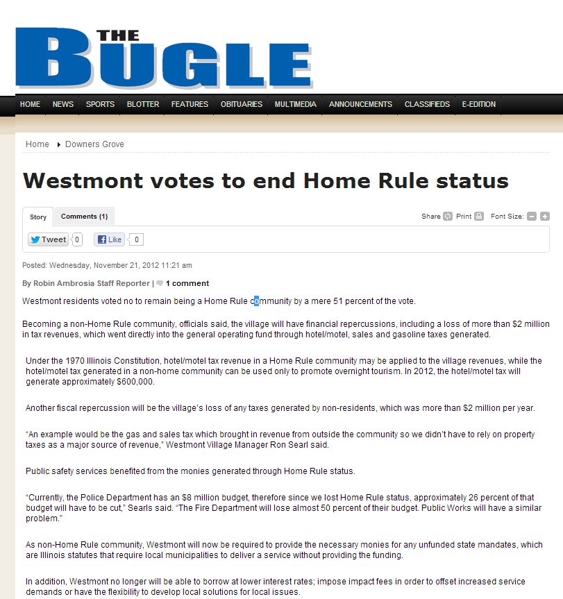 The Bugle | Westmont votes to end Home Rule status