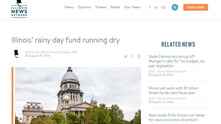 Illinois News Network|Illinois’ rainy day fund running dry